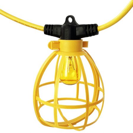 50 Foot, 100 Ft Temporary Lighting String Lights and Birdcage,NEMA 5-15P Linkable Construction, NEMA 1-15P Non-linkable Yellow